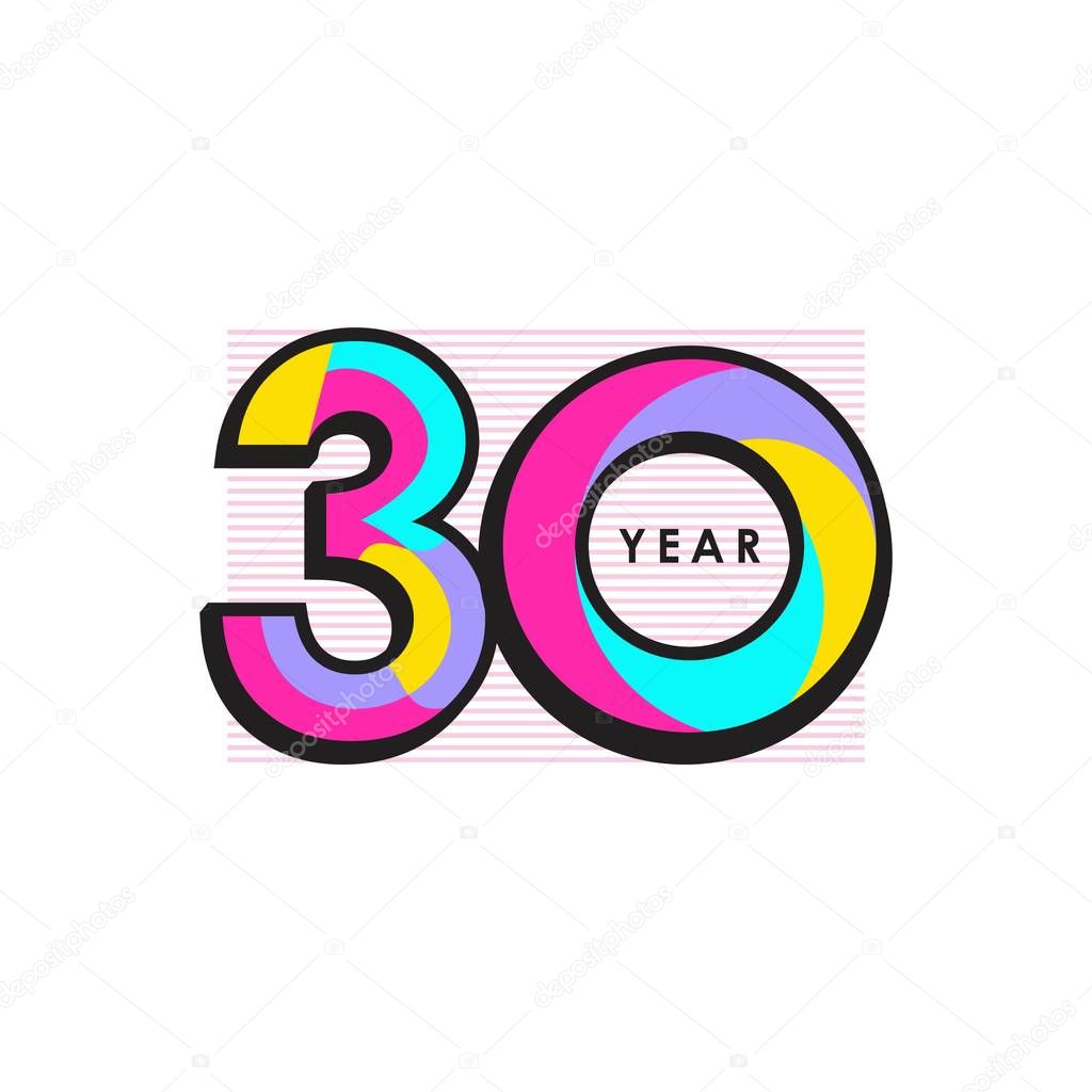 30 Year Anniversary Vector Template Design Illustration