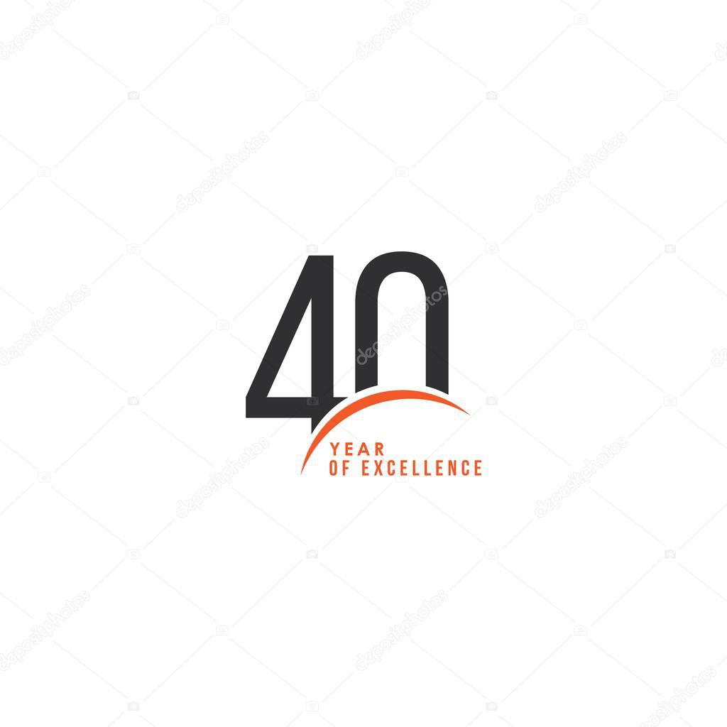 40 Year of Excellence Vector Template Design Illustration