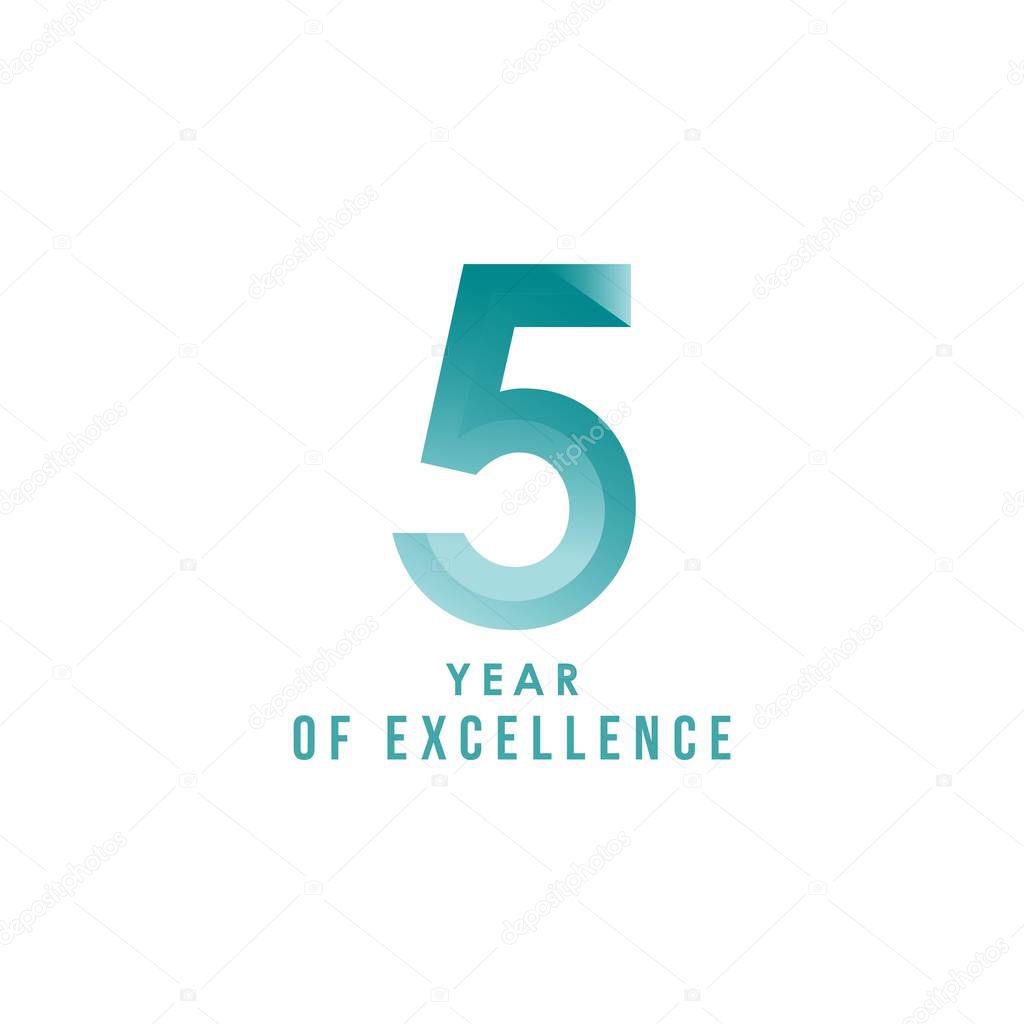 5 Year of Excellence Vector Template Design Illustration