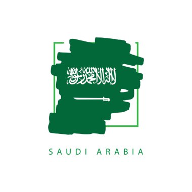 Suudi Arabistan Fırça Logo Vektör Şablon tasarım İllüstrasyon