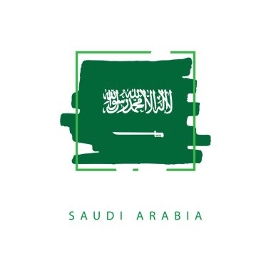 Suudi Arabistan Fırça Logo Vektör Şablon tasarım İllüstrasyon