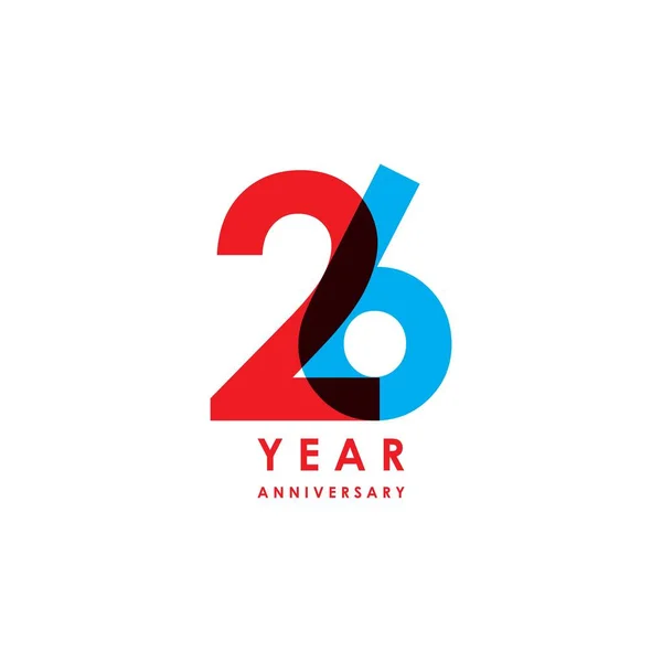 26 Anos Anniversary Vector Template Design Ilustração —  Vetores de Stock