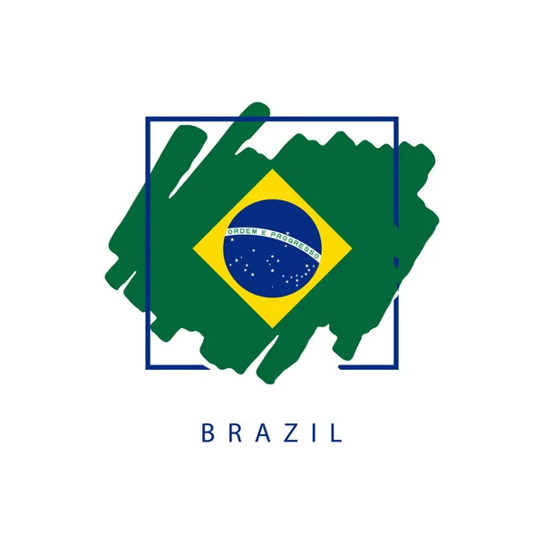 Brasil Pincel Logo Vector Plantilla Diseño Ilustración — Archivo Imágenes Vectoriales