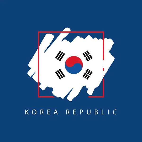 Corea República Cepillo Logo Vector Plantilla Diseño Ilustración — Archivo Imágenes Vectoriales