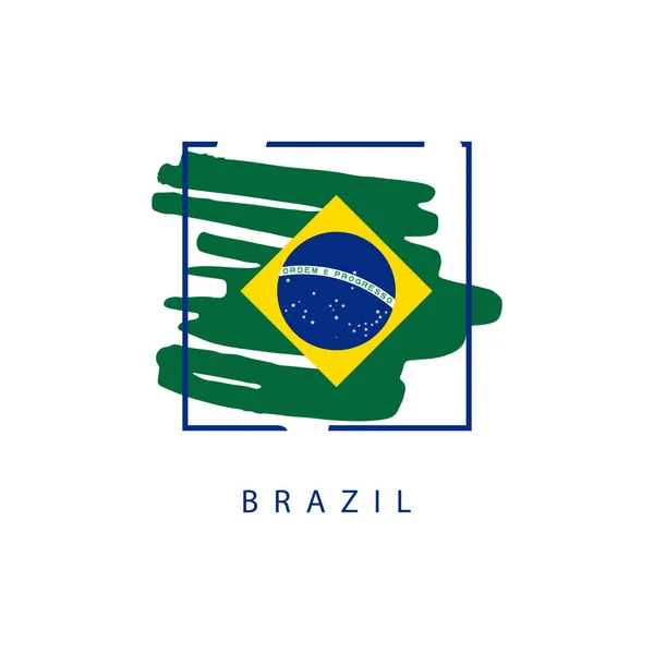 Brasil Pincel Logo Vector Plantilla Diseño Ilustración — Archivo Imágenes Vectoriales