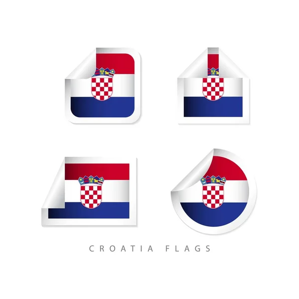 Hırvatistan Etiket Bayrakları Vektör Şablonu Tasarım İllüstrasyon — Stok Vektör