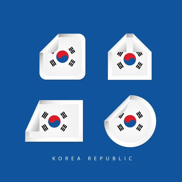 Corea República Banderas de Etiquetas Vector Plantilla Diseño Ilustración — Archivo Imágenes Vectoriales