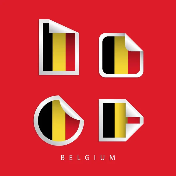 Belgien Etikett Flaggen Vektor Vorlage Design Illustration — Stockvektor