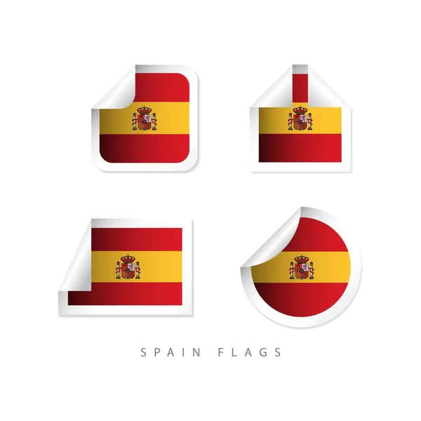 Spanien Etikett Flaggen Vektor Vorlage Design Illustration — Stockvektor