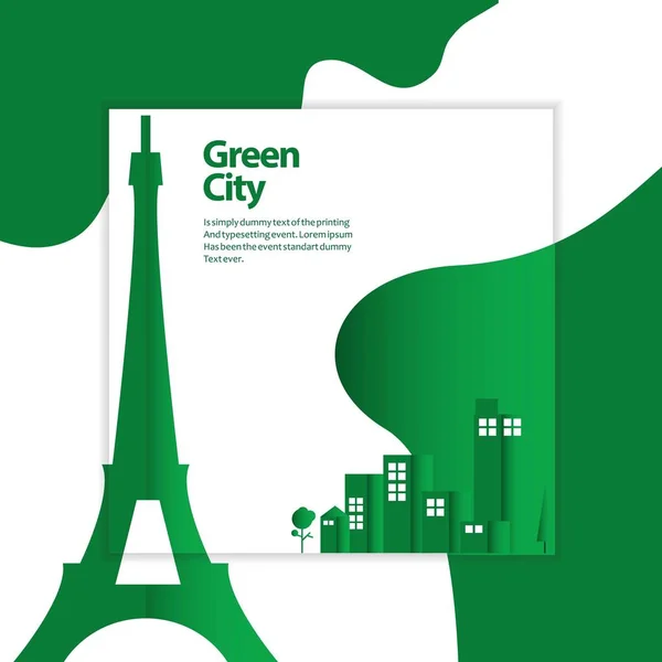Grüne Stadt Vektor Vorlage Design Illustration — Stockvektor