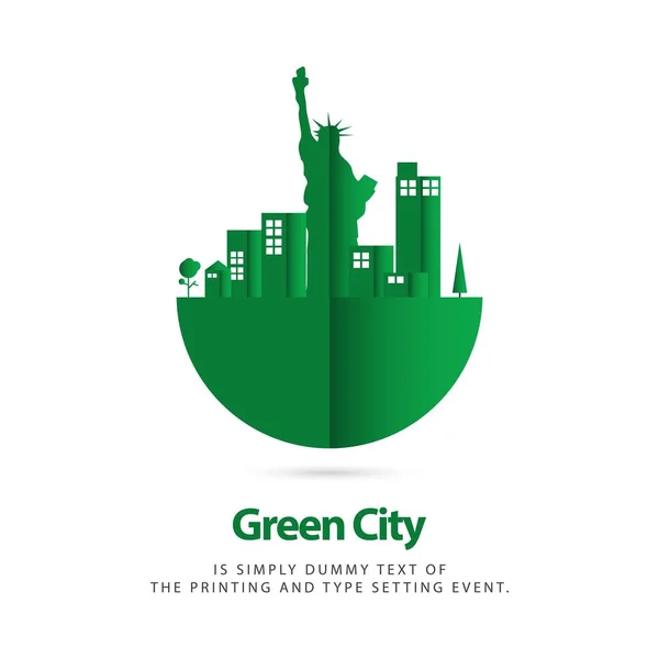 Green City Vector Template Design Ilustração —  Vetores de Stock