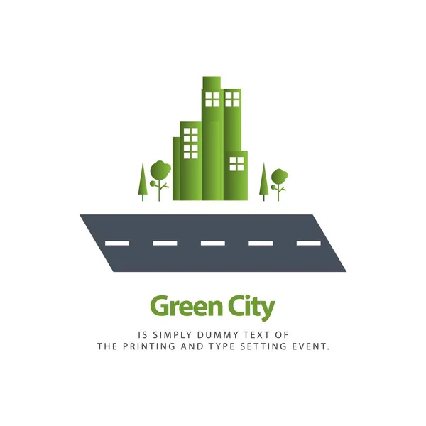 Grüne Stadt Vektor Vorlage Design Illustration — Stockvektor