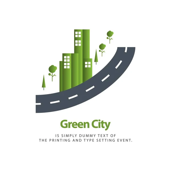 Green City Vector Template Design Ilustração —  Vetores de Stock