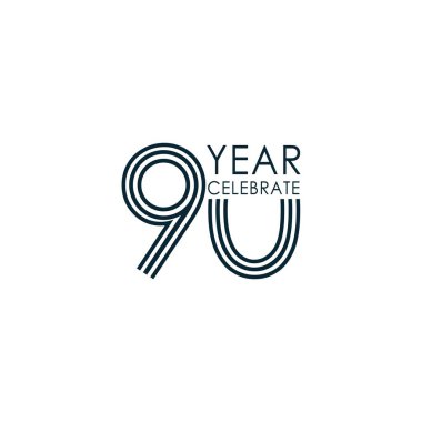 90 Yıl Yıldönümü Kutlama Şablonu Tasarım İllüstrasyonu