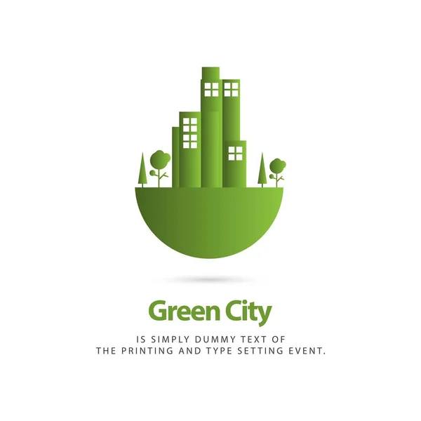 Green City Vector Template Design Ilustração —  Vetores de Stock