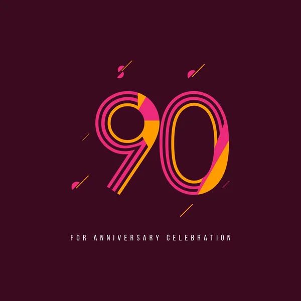 90 έτος ρετρό επέτειος εορτασμός διανυσματικό πρότυπο σχεδίαση εικόνα — Διανυσματικό Αρχείο