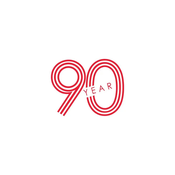 Aniversário de 90 anos Celebration Vector Template Design Illustration — Vetor de Stock