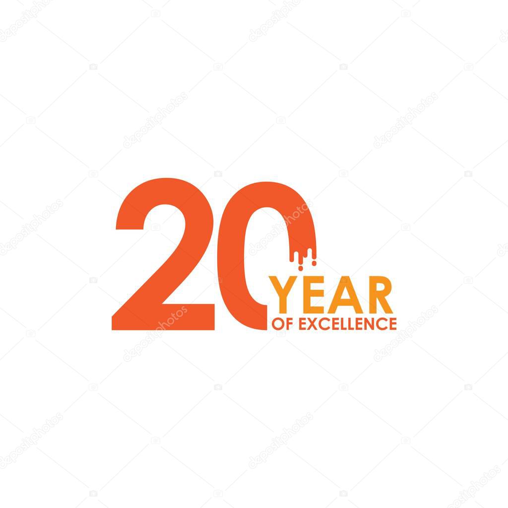 20 Year of Excellence Vector Template Design Illustration