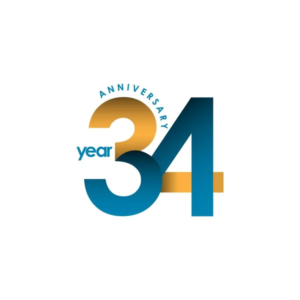 34 Επέτειος Έτος Διάνυσμα Πρότυπο Σχεδιασμός Εικονογράφηση — Διανυσματικό Αρχείο