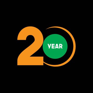 20 Yıl Yıldönümü Vektör Şablon Tasarımı İllüstrasyonu