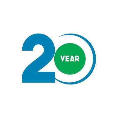 20 Yıl Yıldönümü Vektör Şablon Tasarımı İllüstrasyonu