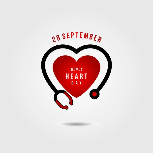 Dünya Kalp Günü Vektör Şablon Tasarımı Çizimi — Stok Vektör