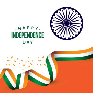 Mutlu Hindistan Bağımsızlık Günü Vektör Şablontasarım İllüstrasyon