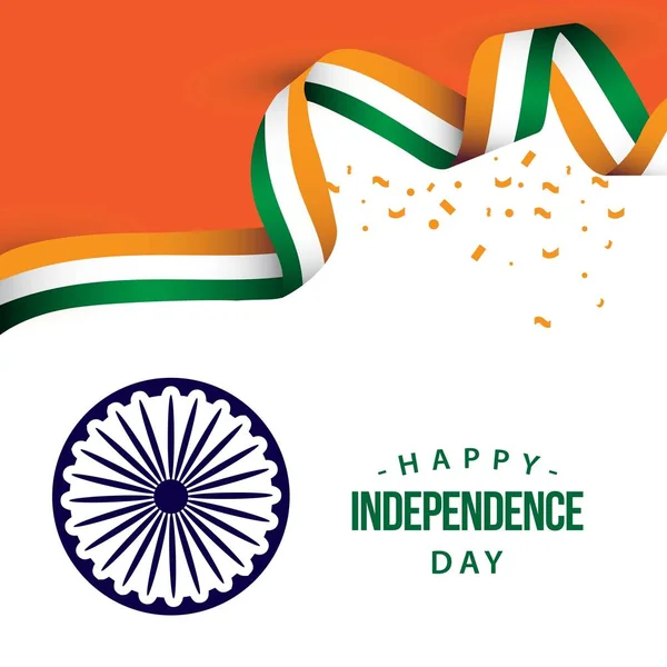 Felice India Independence Day Vector Template Design Illustrazione — Vettoriale Stock