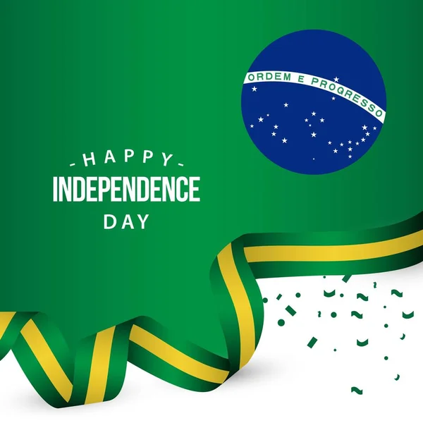 Feliz Día de la Independencia de Brasil Vector Plantilla Diseño Ilustración — Vector de stock