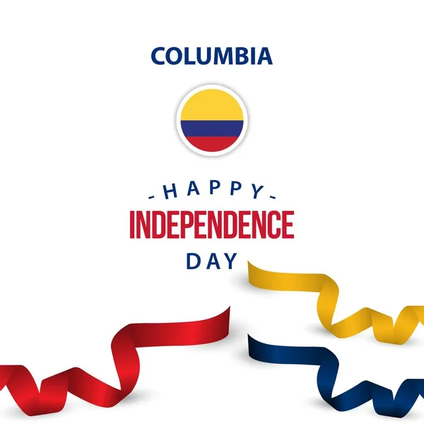 Feliz Día de la Independencia de Columbia Vector Template Design Illustration — Vector de stock