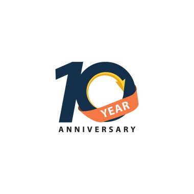 10. Yıldönümü Vektör Şablonu Tasarım Çizimi