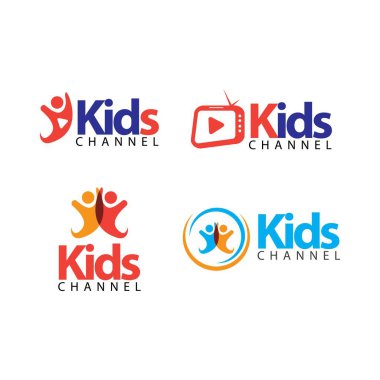 Çocuk Kanalı Logo Vektör Şablonu Tasarım İllüstrasyon