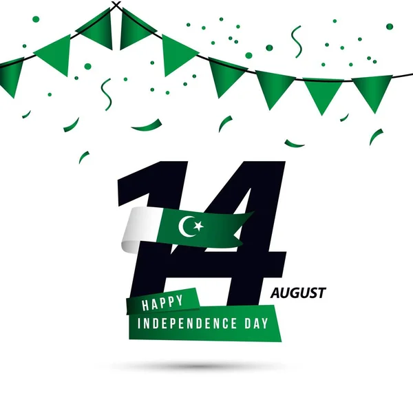 快乐巴基斯坦独立日矢量模板设计插图 — 图库矢量图片