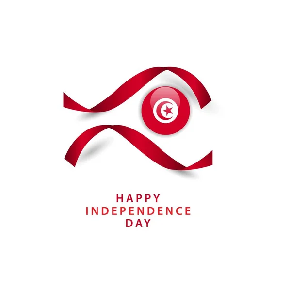 Happy Tunisie Independence Day Ruban vectoriel modèle illustration de conception — Image vectorielle