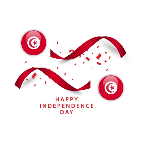 Happy Tunisie Independence Day Ruban vectoriel modèle illustration de conception — Image vectorielle