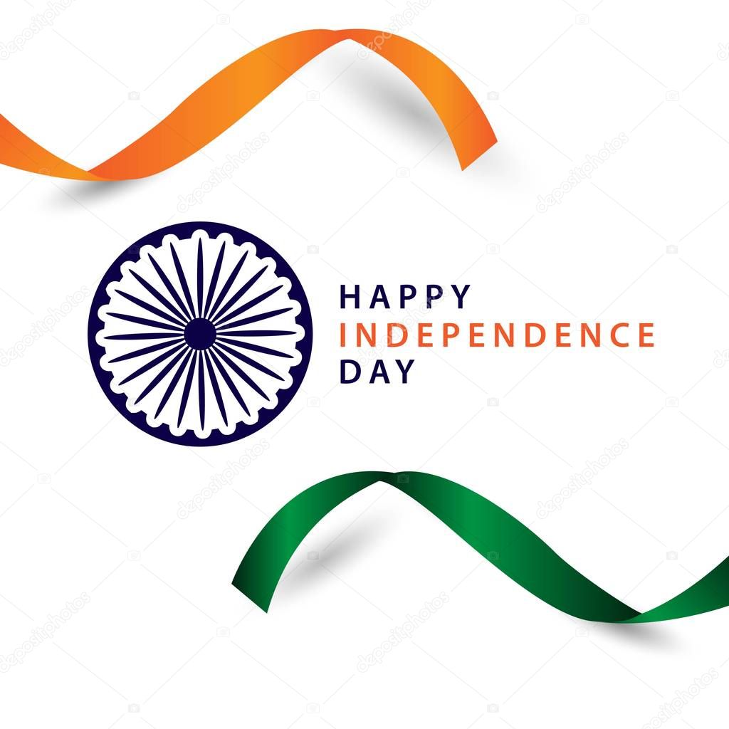 Happy India Independence Day Ribbon Vector Template Design Illustration
