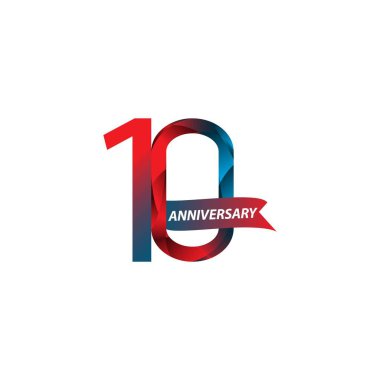 10. Yıldönümü Vektör Şablonu Tasarım Çizimi