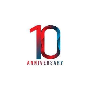 10. Yıldönümü Vektör Şablonu Tasarım Çizimi