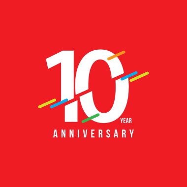 10. Yıldönümü Vektör Şablonu Tasarım Çizimi