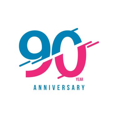 90 Yıl Yıldönümü Vektör Şablonu Çizimi