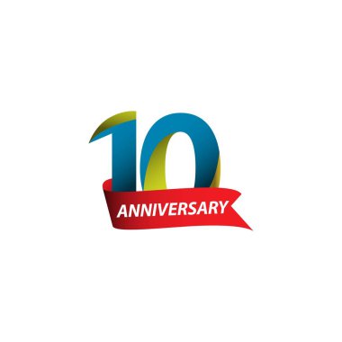 10. Yıldönümü Vektör Şablonu Tasarım Çizimi