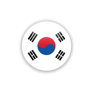 Düğme Kore Cumhuriyeti Bayrak Vektör Şablonu Tasarımı