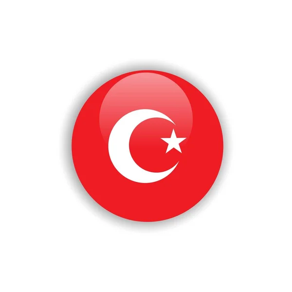 Botón Bandera de Turquía Vector Plantilla Diseño — Vector de stock