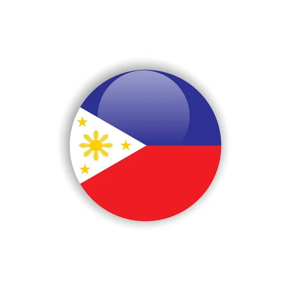 Botón Filipinas Bandera Vector Plantilla Diseño — Vector de stock
