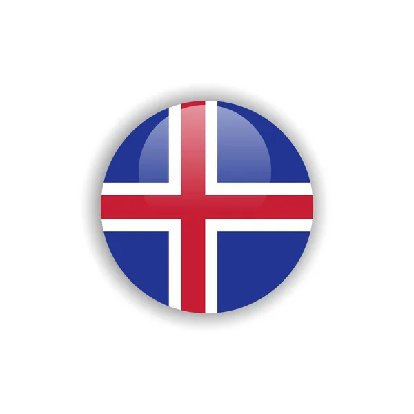 Botón Islandia Bandera Vector Plantilla Diseño — Vector de stock