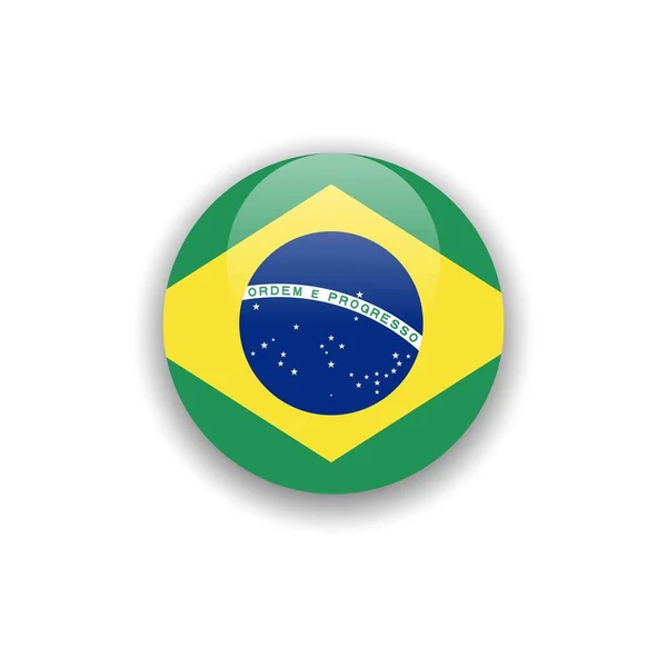 Botão Brasil Bandeira Vector Template Design — Vetor de Stock