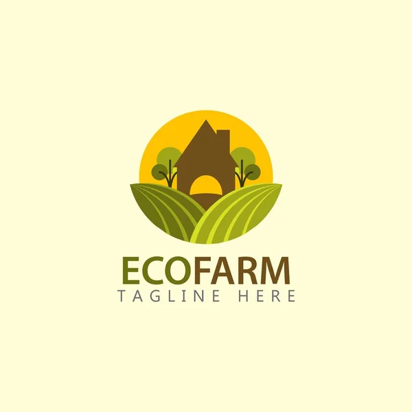 Eco Farm Logo Vector Plantilla Diseño Ilustración — Archivo Imágenes Vectoriales