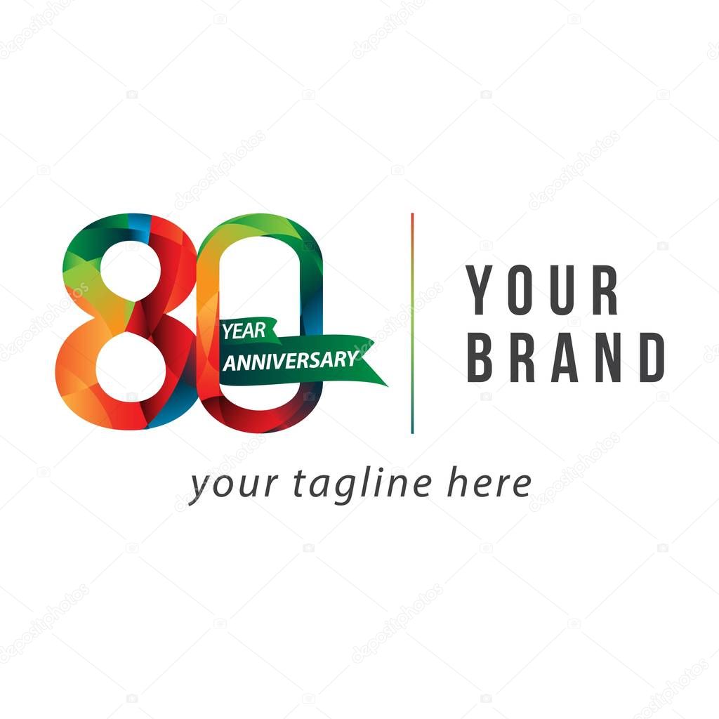 80 Year Anniversary Vector Template Design Illustration