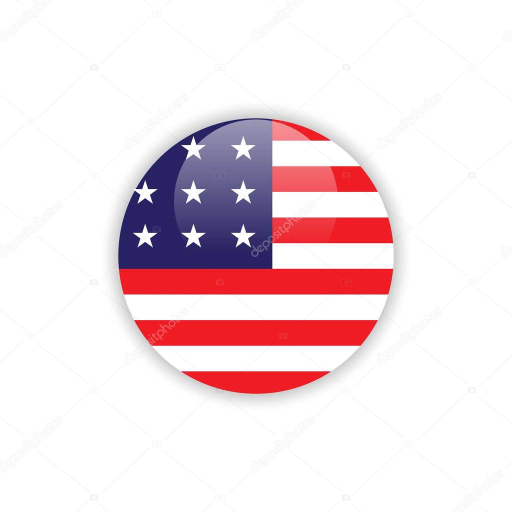 Button USA Flag Vector Template Design
