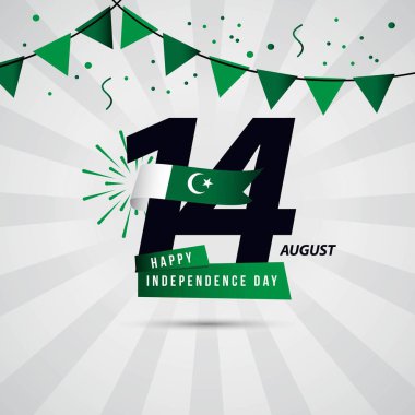 Mutlu Pakistan Bağımsızlık Günü 14 Ağustos Vektör Şablon tasarım